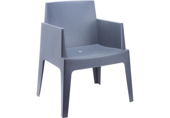 Dimensions et les spécifications techniques du fauteuil BOX, fournissant des informations clés pour garantir que le meuble s'adapte parfaitement à votre espace extérieur.