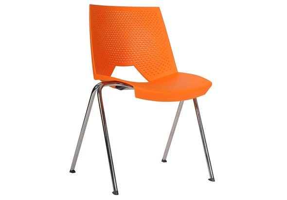 Chaise contemporaine STRI-K vue de face, affichant un design moderne avec des lignes épurées, une assise confortable et un cadre métallique élégant, idéale pour les réunions et les espaces de visite.