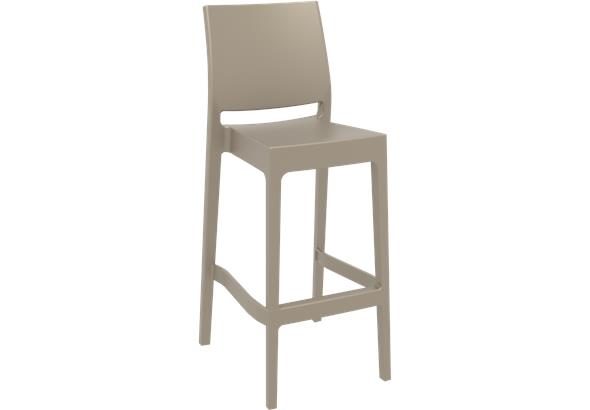 Tabouret Maya High, mettant en avant son design moderne et sa hauteur élevée, idéale pour les espaces de travail ou de réception.