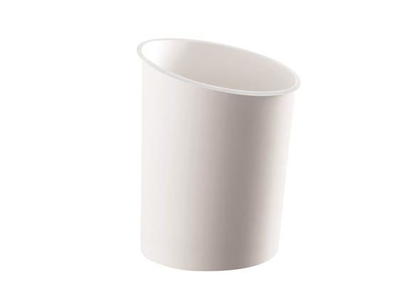 Corbeille high-tech blanche, montrant son design moderne et épuré avec des matériaux de haute qualité pour une utilisation élégante dans les environnements de bureau.