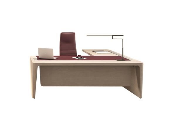 Bureau de direction NOTABLE en vue d'ensemble, montrant son design élégant et moderne avec un plateau spacieux et des finitions raffinées pour un espace de travail haut de gamme.