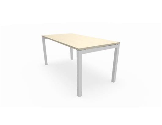 Vue d'ensemble du bureau opérateur U-Desk avec design épuré et plateau blanc.