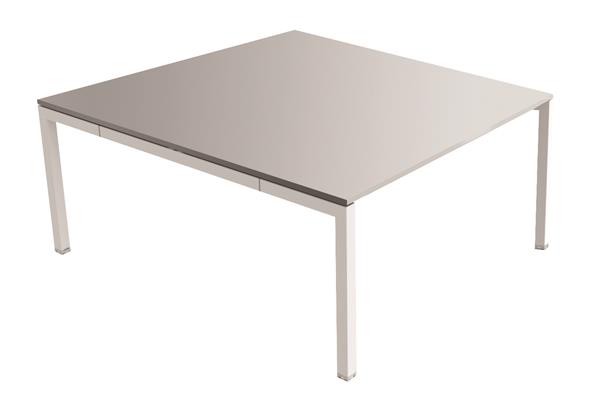Vue d'ensemble de la table de coworking U-Desk Réunion, au design modulable et épuré.