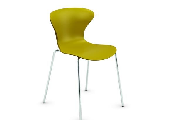 Chaise BOLT vue de face, affichant un design moderne avec un cadre métallique et un siège en polypropylène, offrant à la fois élégance et fonctionnalité pour les espaces de réunion.