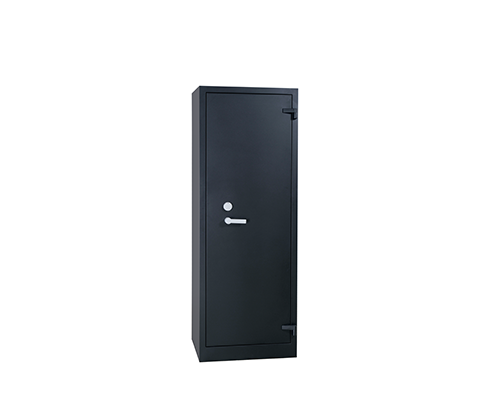 Armoire forte de sécurité professionnelle fermée, conçue pour offrir une protection robuste contre le vol et les incidents. Dotée d'une porte renforcée et d'un système de verrouillage sécurisé.