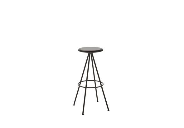 Tabouret Tayo avec design moderne et minimaliste, montrant une assise circulaire avec un cadre en métal, idéal pour des espaces de travail ou de réception.