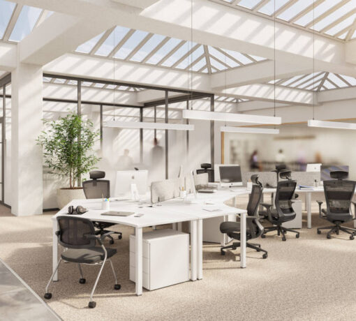 Environnement de bureau bien organisé avec des meubles ergonomiques, des rangements optimisés et des accessoires de bureau fonctionnels, illustrant des stratégies efficaces pour maximiser la productivité et créer un espace de travail inspirant.