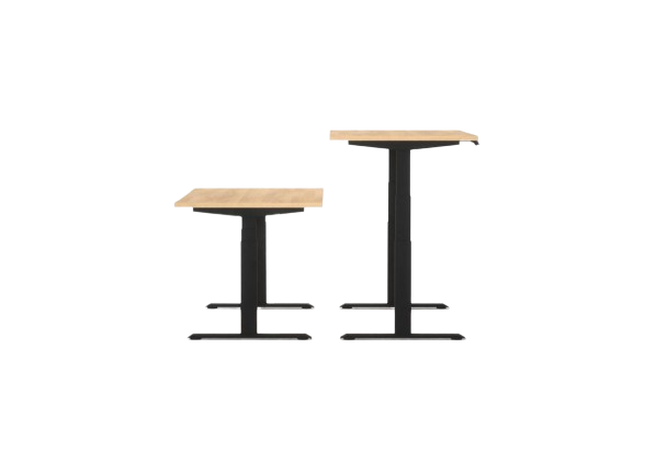 Bureau Dynamic, un bureau réglable en hauteur avec une surface de travail spacieuse et un design moderne. Les pieds ajustables permettent de passer facilement entre les positions assise et debout, offrant une flexibilité maximale pour un confort ergonomique.